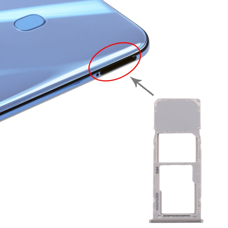 For Galaxy A20 A30 A50 SIM Card Tray + Micro SD Card Tray (Silver) - free shipping - PMc TechLife - Order now!