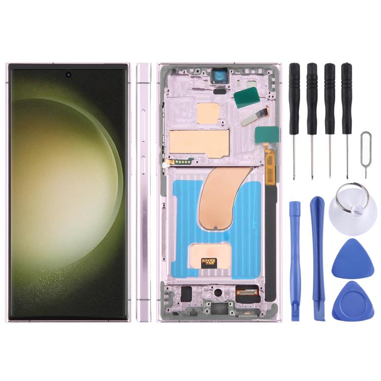 For Samsung Galaxy S23 Ultra SM-S918B 6.72 inch TFT LCD Screen Digitizer Full Assembly with Frame, Not Supporting Fingerprint Identification (Purple)