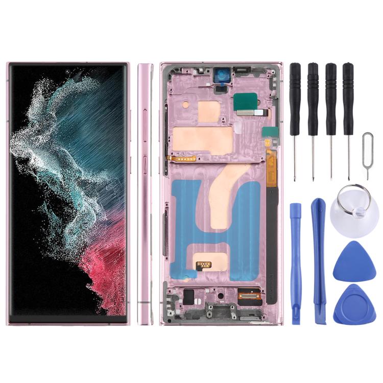 For Samsung Galaxy S22 Ultra SM-S908B 6.72 inch TFT LCD Screen Digitizer Full Assembly with Frame, Not Supporting Fingerprint Identification (Purple)