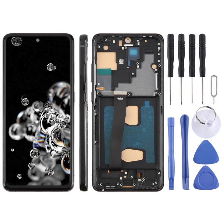 For Samsung Galaxy S20 Ultra SM-G988B 6.78 inch TFT LCD Screen Digitizer Full Assembly with Frame, Not Supporting Fingerprint Identification (Black)