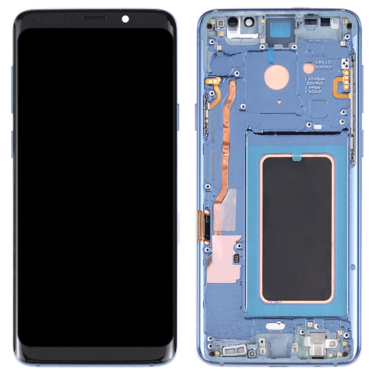 Original Super AMOLED LCD Screen for Galaxy S9 / G960F / DS / G960U / G960W / G9600 Digitizer Full Assembly with Frame (Blue)