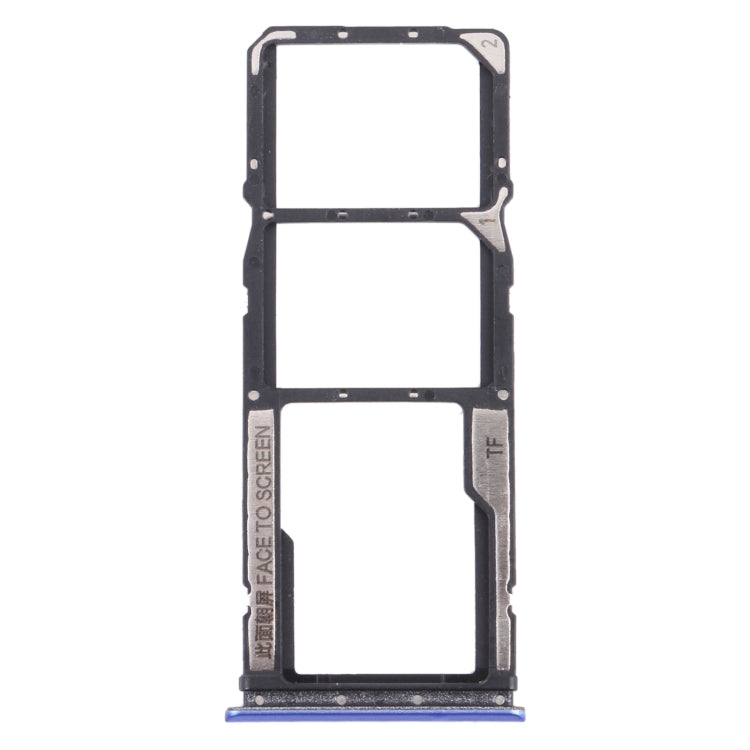 SIM Card Tray + SIM Card Tray + Micro SD Card Tray for Xiaomi Poco M3 M2010J19CG M2010J19CI (Blue)