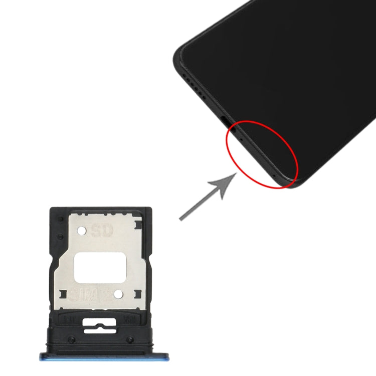 SIM Card Tray + SIM Card Tray / Micro SD Card Tray for Xiaomi Mi 11 Lite/11 Lite 5G NE M2101K9AG(Blue)