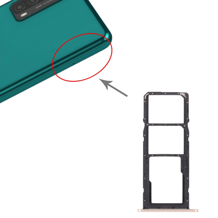 SIM Card Tray + SIM Card Tray + Micro SD Card Tray for Huawei Y7a (Gold) - Card Socket by PMc TechLife | Online Shopping South Africa | PMc TechLife | Buy Now Pay Later Mobicred