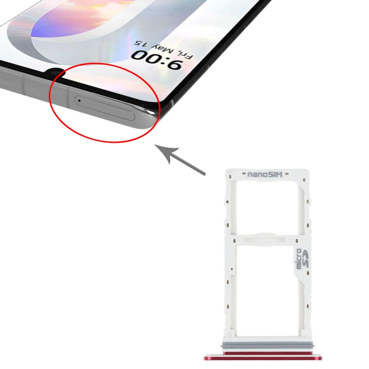 SIM Card Tray + SIM Card Tray / Micro SD Card Tray for LG Velvet 5G LM-G900N LM-G900EM LM-G900 LM-G900TM (Red) - For LG by PMC TechLife | Online Shopping South Africa | PMC TechLife | Buy Now Pay Later Mobicred