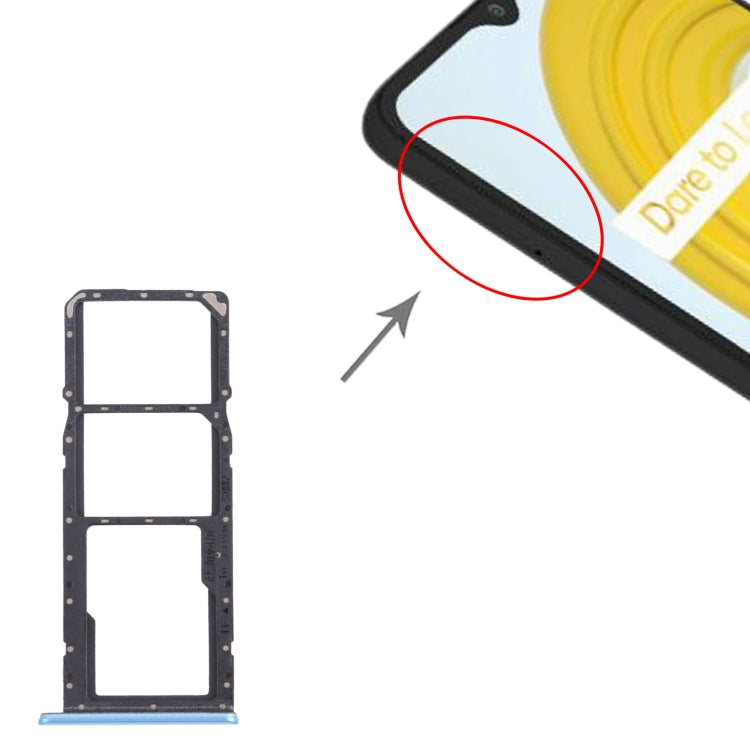 For OPPO Realme C21 / Realme C21Y RMX3201,RMX3261 SIM Card Tray + SIM Card Tray + Micro SD Card Tray (Blue)