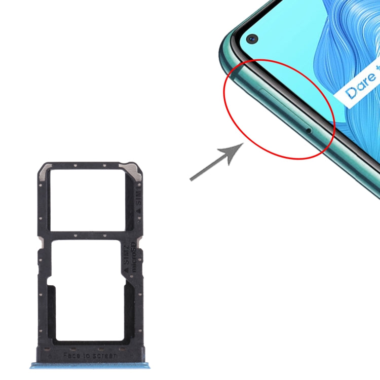 For OPPO Realme V5 5G SIM Card Tray + SIM Card Tray / Micro SD Card Tray (Blue)
