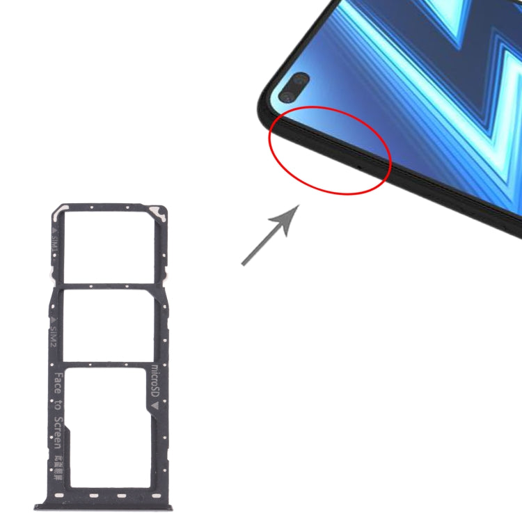 For OPPO Realme 6 Pro RMX2061, RMX2063 SIM Card Tray + SIM Card Tray + Micro SD Card Tray (Black)