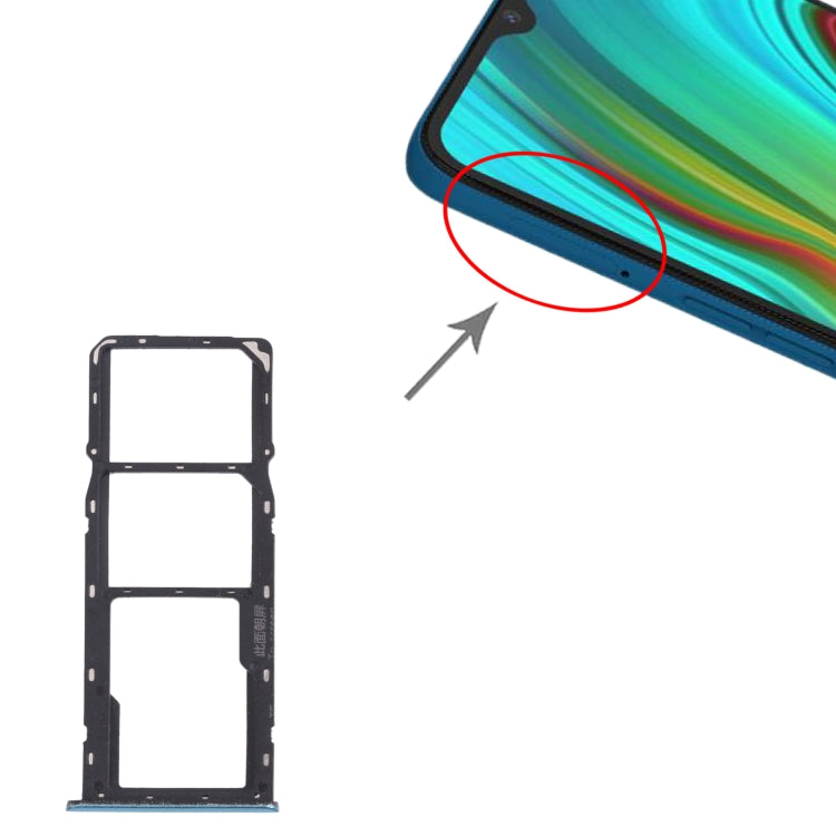 For OPPO Realme C3 RMX2027, RMX2020, RMX2021 SIM Card Tray + SIM Card Tray + Micro SD Card Tray (Blue)