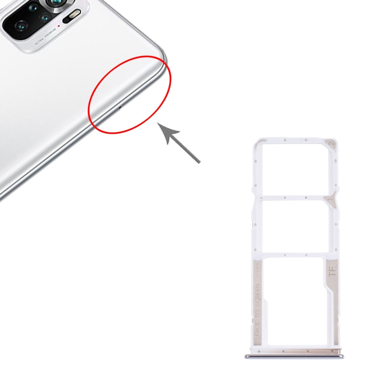 SIM Card Tray + SIM Card Tray + Micro SD Card Tray for Xiaomi Redmi Note 10 4G / Redmi Note 10S M2101K7AI, M2101K7AG, M2101K7BG, M2101K7BI, M2101K7BNY, M2101K7BL (White)