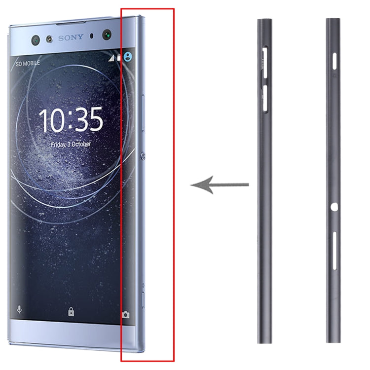1 Pair Metal Side Part Sidebar For Sony Xperia XA2 Ultra(Black) - Frame Bezel Plate by PMC TechLife | Online Shopping South Africa | PMC TechLife | Buy Now Pay Later Mobicred