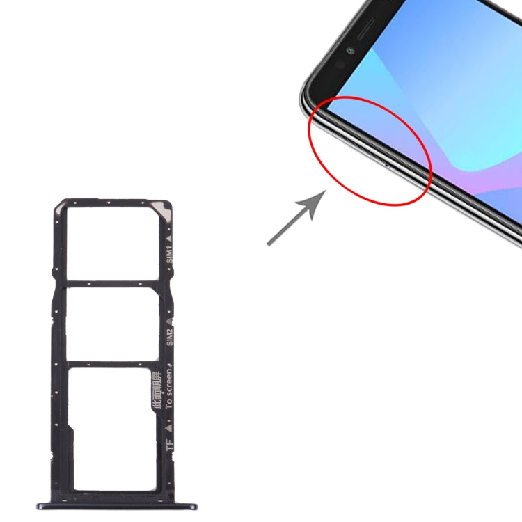 SIM Card Tray + SIM Card Tray + Micro SD Card Tray for Huawei Y6 Prime (2018) (Black) - Card Socket by PMc TechLife | Online Shopping South Africa | PMc TechLife | Buy Now Pay Later Mobicred