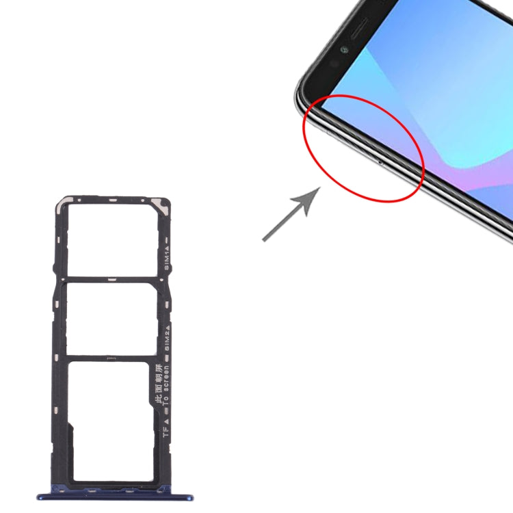SIM Card Tray + SIM Card Tray + Micro SD Card Tray for Huawei Y6 Prime (2018) (Blue) - Card Socket by PMc TechLife | Online Shopping South Africa | PMc TechLife | Buy Now Pay Later Mobicred