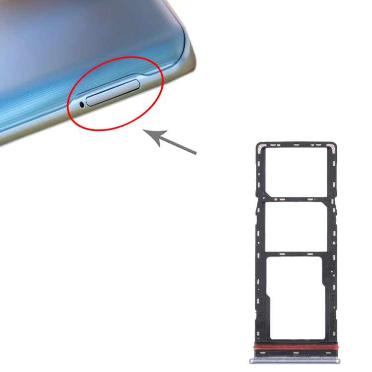 For Tecno Camon 17 Pro CG8 CG8H SIM Card Tray + SIM Card Tray + Micro SD Card Tray (Silver) - Card Tray by PMc TechLife | Online Shopping South Africa | PMc TechLife | Buy Now Pay Later Mobicred