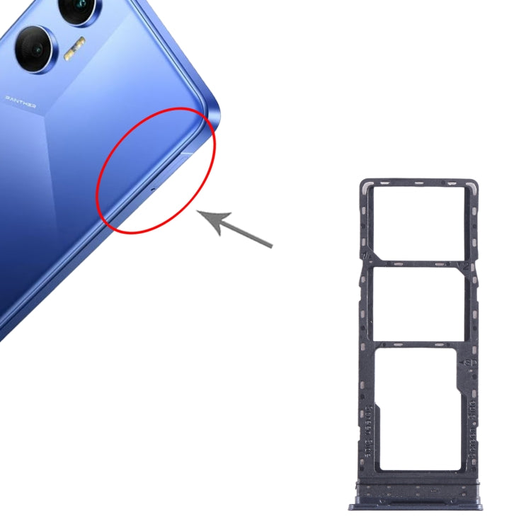 For Tecno Pova Neo SIM Card Tray + SIM Card Tray + Micro SD Card Tray (Black) - free shipping - PMC TechLife - Order now!