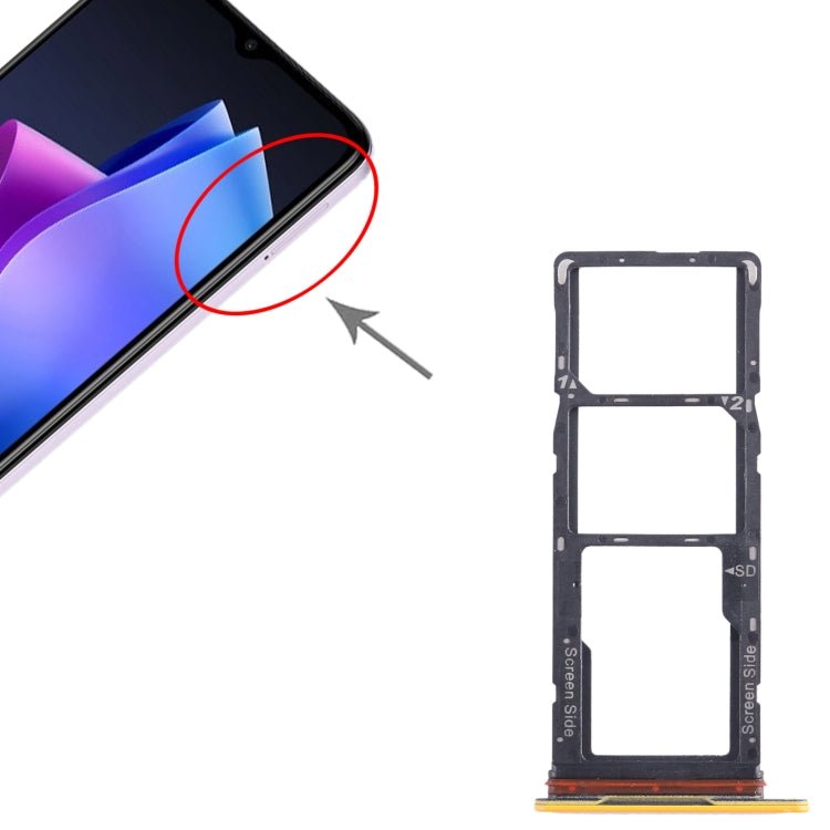 For Tecno Spark Go 2023 BF7n SIM Card Tray + SIM Card Tray + Micro SD Card Tray (Yellow) - free shipping - PMC TechLife - Order now!