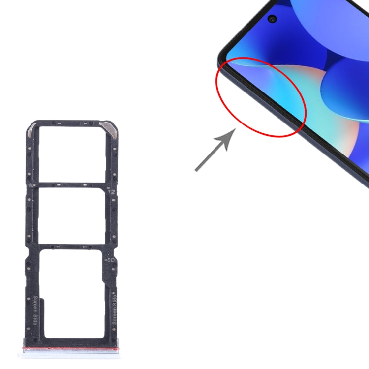 For Tecno Spark 10 Pro KI7 SIM Card Tray + SIM Card Tray + Micro SD Card Tray (White) - Card Tray by PMC TechLife | Online Shopping South Africa | PMC TechLife