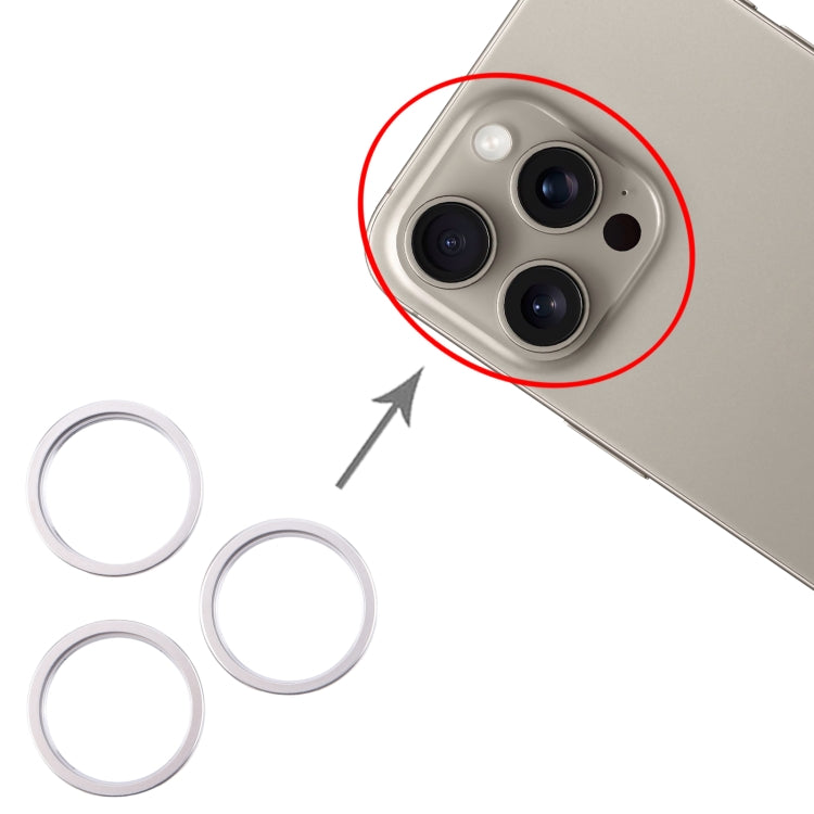 For iPhone 16 Pro 3pcs/set Rear Camera Glass Lens Metal Outside Protector Hoop Ring (Silver) - by PMC Jewellery | Online Shopping South Africa | PMC Jewellery | Buy Now Pay Later Mobicred