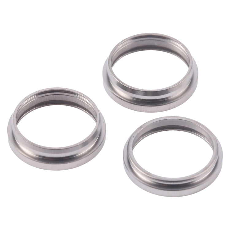 For iPhone 16 Pro 3pcs/set Rear Camera Glass Lens Metal Outside Protector Hoop Ring (Titanium Color)