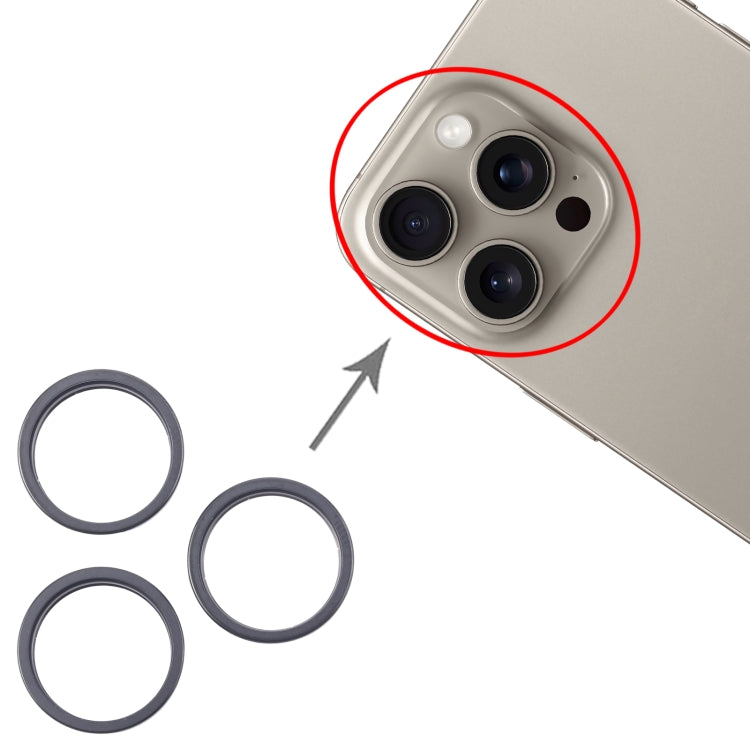 For iPhone 16 Pro Max 3pcs/set Rear Camera Glass Lens Metal Outside Protector Hoop Ring (Black) - by PMC Jewellery | Online Shopping South Africa | PMC Jewellery | Buy Now Pay Later Mobicred