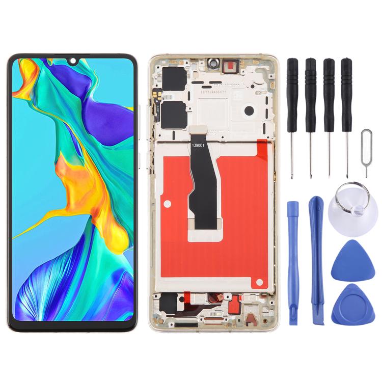 For Huawei P30 TFT LCD Screen Digitizer Full Assembly with Frame, Not Supporting Fingerprint Identification (Gold)