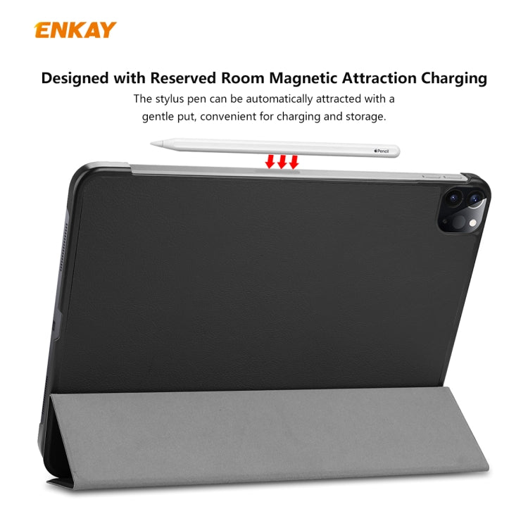 For iPad Pro 11 2022 / 2020 / 2021 ENKAY ENK-8001 Denim Pattern Horizontal Flip Leather Smart Tablet Case with Holder(Black)