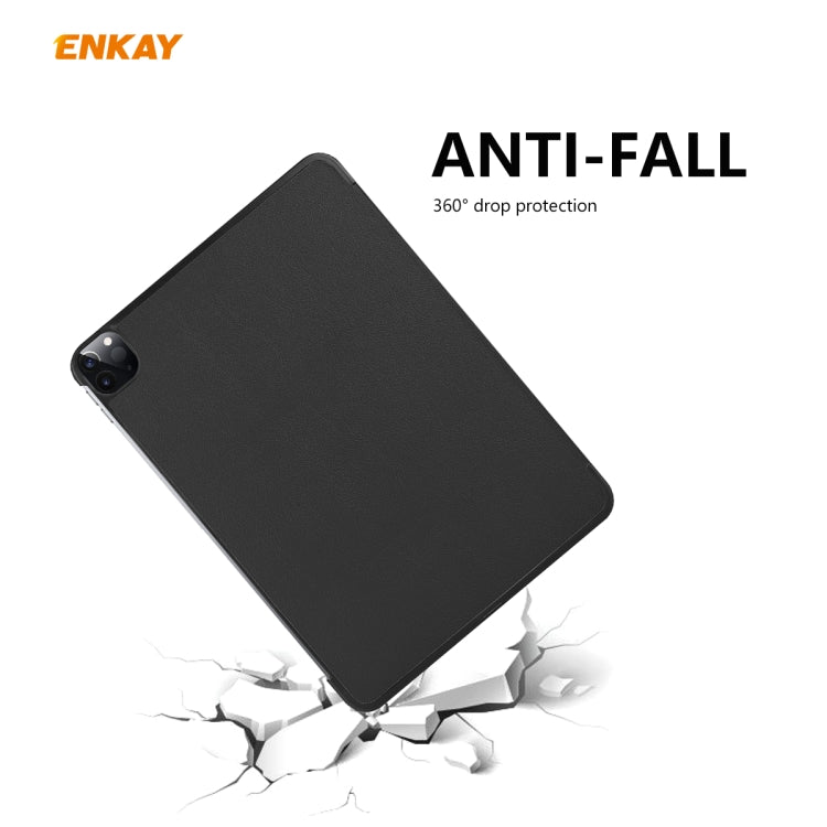 For iPad Pro 11 2022 / 2020 / 2021 ENKAY ENK-8001 Denim Pattern Horizontal Flip Leather Smart Tablet Case with Holder(Dark Blue)