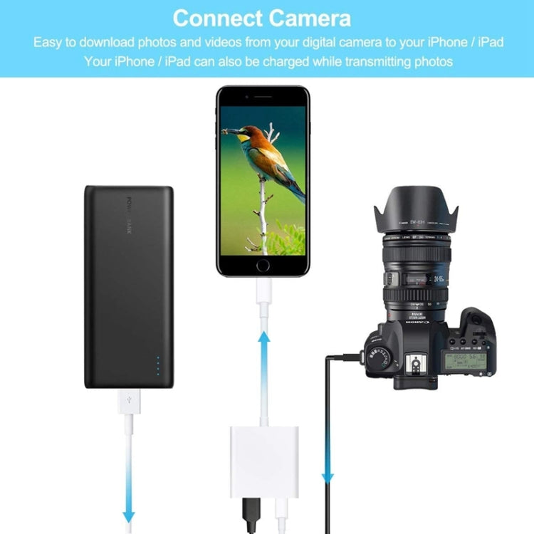 ZS-KL21806 2 in 1 8 Pin to USB 3.0 + Camera USB Read OTG Adapter, Compatible with IOS 13 and Above System