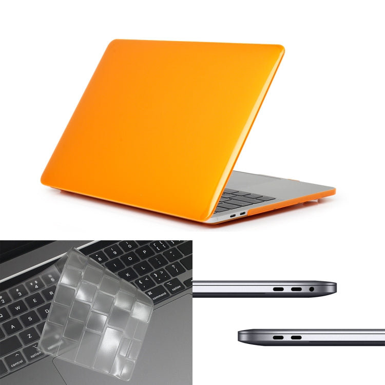 ENKAY Hat-Prince 3 in 1 For MacBook Pro 13 inch A2289 / A2251 (2020) Crystal Hard Shell Protective Case + Europe Version Ultra-thin TPU Keyboard Protector Cover + Anti-dust Plugs Set(Orange)