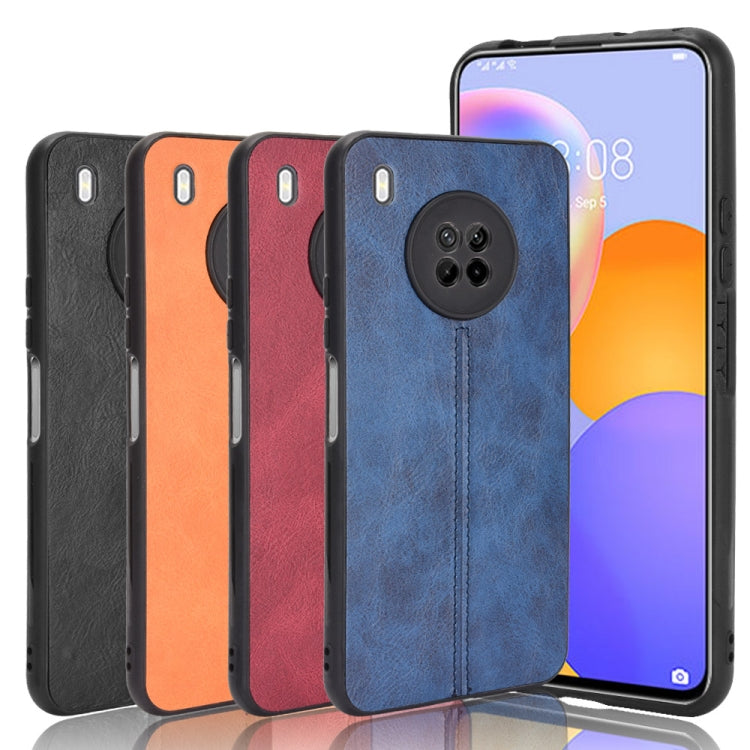 For Huawei Y9a Shockproof Sewing Cow Pattern Skin PC + PU + TPU Case(Orange) - Huawei Cases by PMC TechLife | Online Shopping South Africa | PMC TechLife