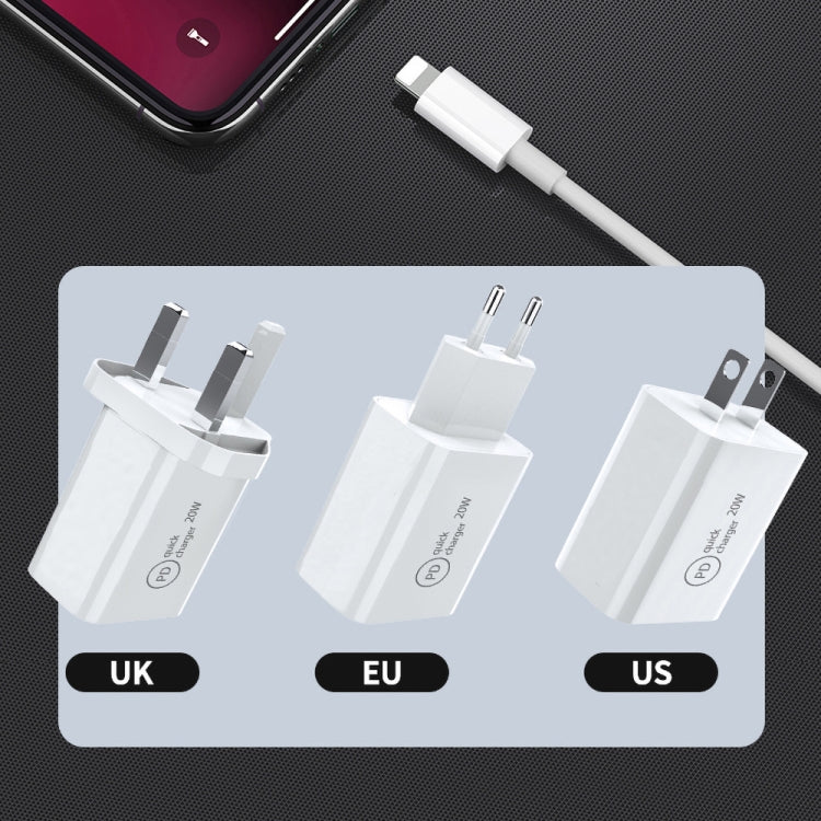 SDC-20W 2 in 1 PD 20W USB-C / Type-C Travel Charger + 3A PD3.0 USB-C / Type-C to 8 Pin Fast Charge Data Cable Set, Cable Length: 2m, EU Plug - USB Charger by PMC Jewellery | Online Shopping South Africa | PMC Jewellery | Buy Now Pay Later Mobicred
