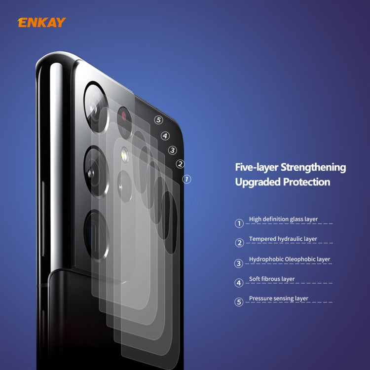 For Samsung Galaxy S21 Ultra ENKAY Hat-Prince 0.2mm 9H 2.15D Round Edge Rear Camera Lens Tempered Glass Film Protector