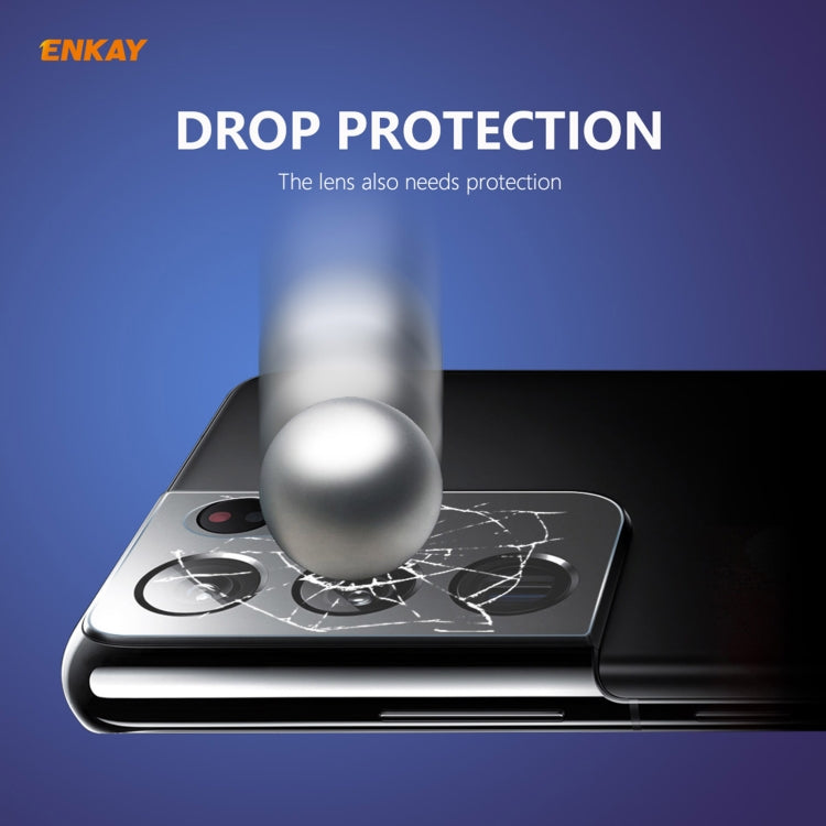 For Samsung Galaxy S21 Ultra ENKAY Hat-Prince 0.2mm 9H 2.15D Round Edge Rear Camera Lens Tempered Glass Film Protector