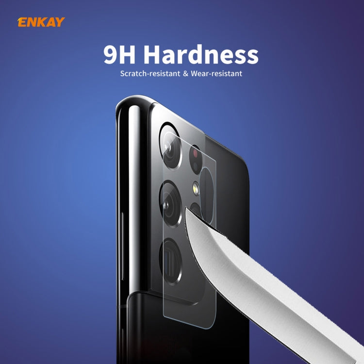 For Samsung Galaxy S21 Ultra ENKAY Hat-Prince 0.2mm 9H 2.15D Round Edge Rear Camera Lens Tempered Glass Film Protector