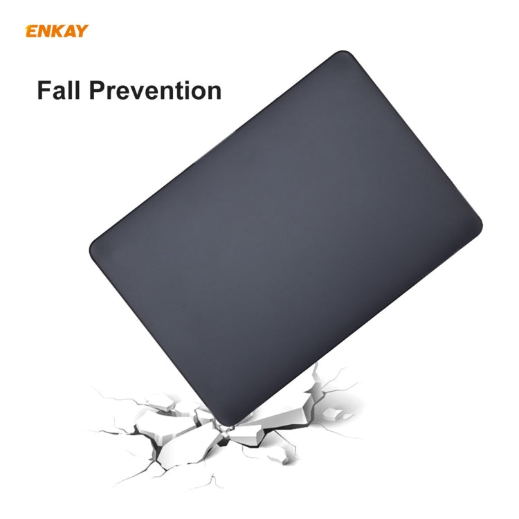 ENKAY 3 in 1 Matte Laptop Protective Case + EU Version TPU Keyboard Film + Anti-dust Plugs Set for MacBook Pro 13.3 inch A1706 / A1989 / A2159 (with Touch Bar)(Light Blue)