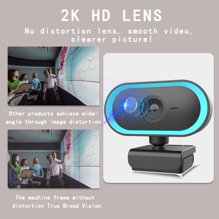 C11 2K Picture Quality HD Without Distortion 360 Degrees Rotate Built-in Microphone Sound Clear Webcams with Tripod(Orange)