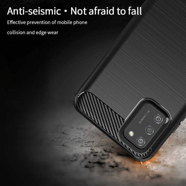 For Samsung Galaxy A02s/M02s/F02s(US Version) MOFI Gentleness Series Brushed Texture Carbon Fiber Soft TPU Case(Black)