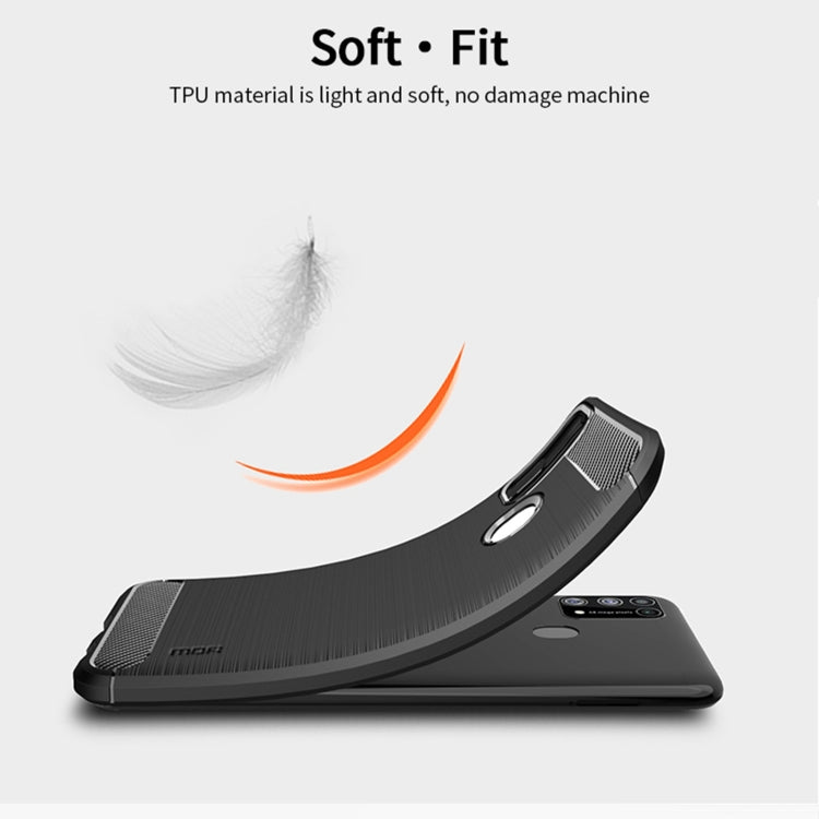For Samsung Galaxy M31/ F41/ M21s/ M31 Prime MOFI Gentleness Series Brushed Texture Carbon Fiber Soft TPU Case(Black)