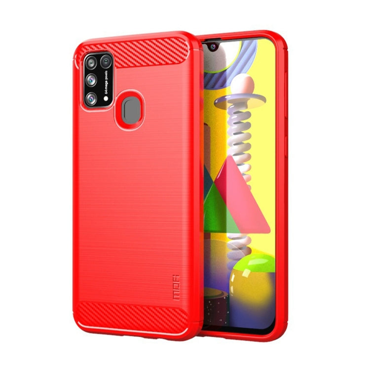 For Samsung Galaxy M31/ F41/ M21s/ M31 Prime MOFI Gentleness Series Brushed Texture Carbon Fiber Soft TPU Case(Red)