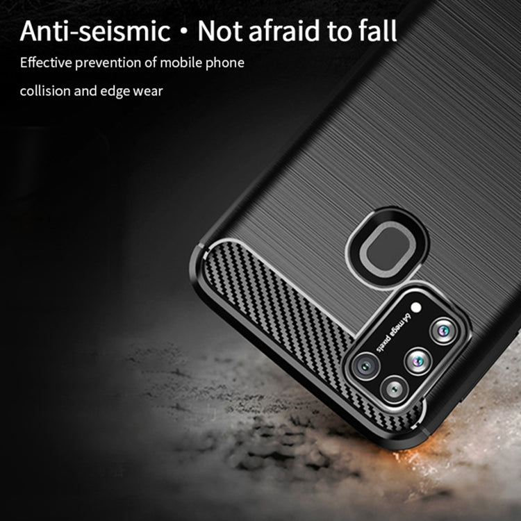 For Samsung Galaxy M31/ F41/ M21s/ M31 Prime MOFI Gentleness Series Brushed Texture Carbon Fiber Soft TPU Case(Red)