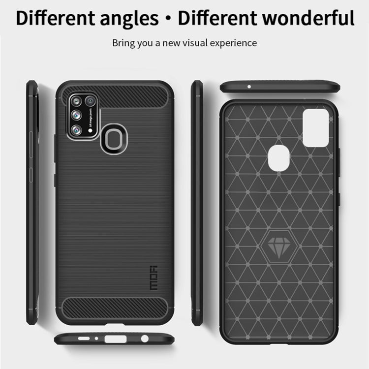 For Samsung Galaxy M31/ F41/ M21s/ M31 Prime MOFI Gentleness Series Brushed Texture Carbon Fiber Soft TPU Case(Red)