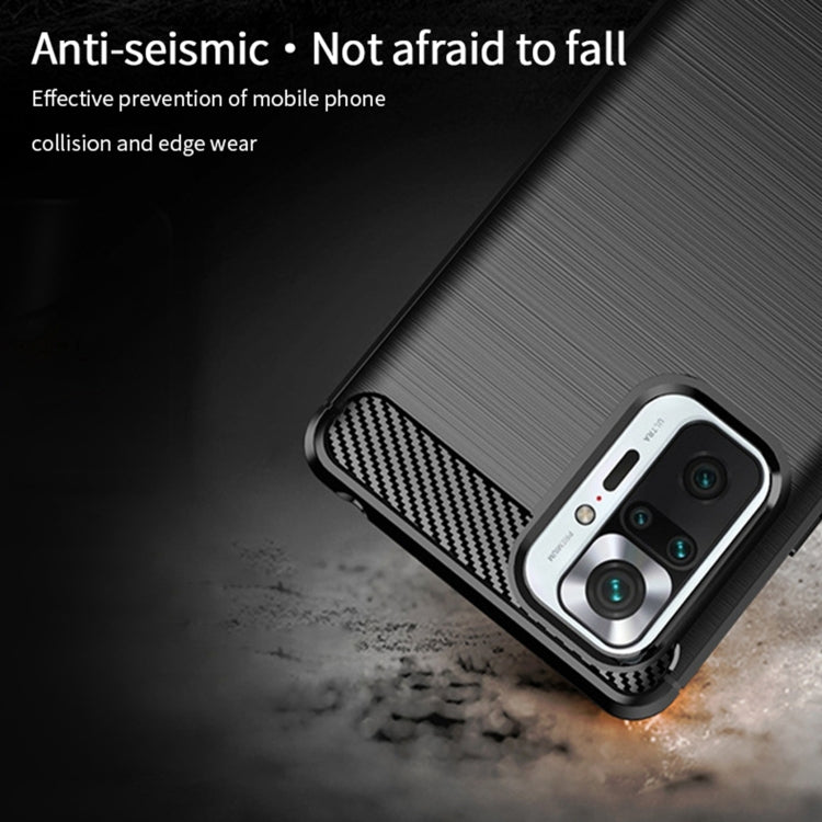 For Xiaomi Redmi Note 10 Pro / Note 10 Pro Max MOFI Gentleness Series Brushed Texture Carbon Fiber Soft TPU Case(Black)
