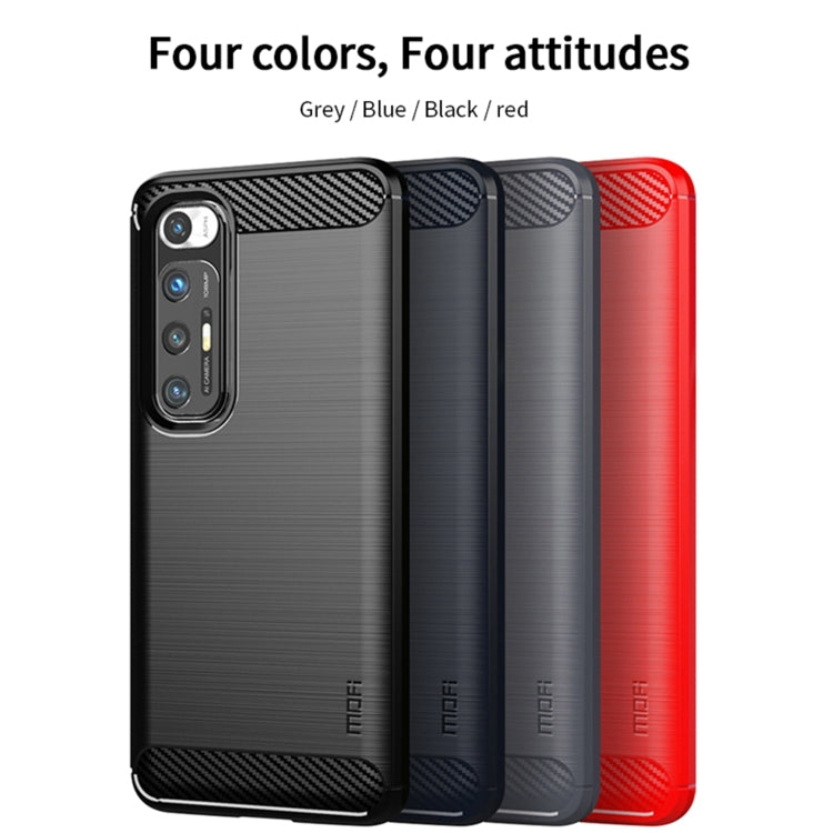For Xiaomi Mi 10S MOFI Gentleness Series Brushed Texture Carbon Fiber Soft TPU Case(Blue)