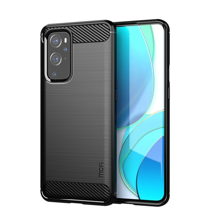 For OnePlus 9 Pro MOFI Gentleness Series Brushed Texture Carbon Fiber Soft TPU Case(Black)