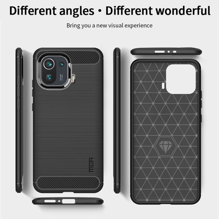 For Xiaomi Mi 11 Pro MOFI Gentleness Series Brushed Texture Carbon Fiber Soft TPU Case(Red)