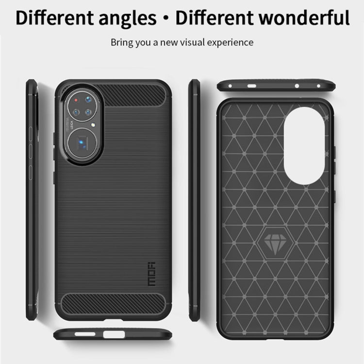 For Huawei P50 Pro MOFI Gentleness Series Brushed Texture Carbon Fiber Soft TPU Case(Gray)
