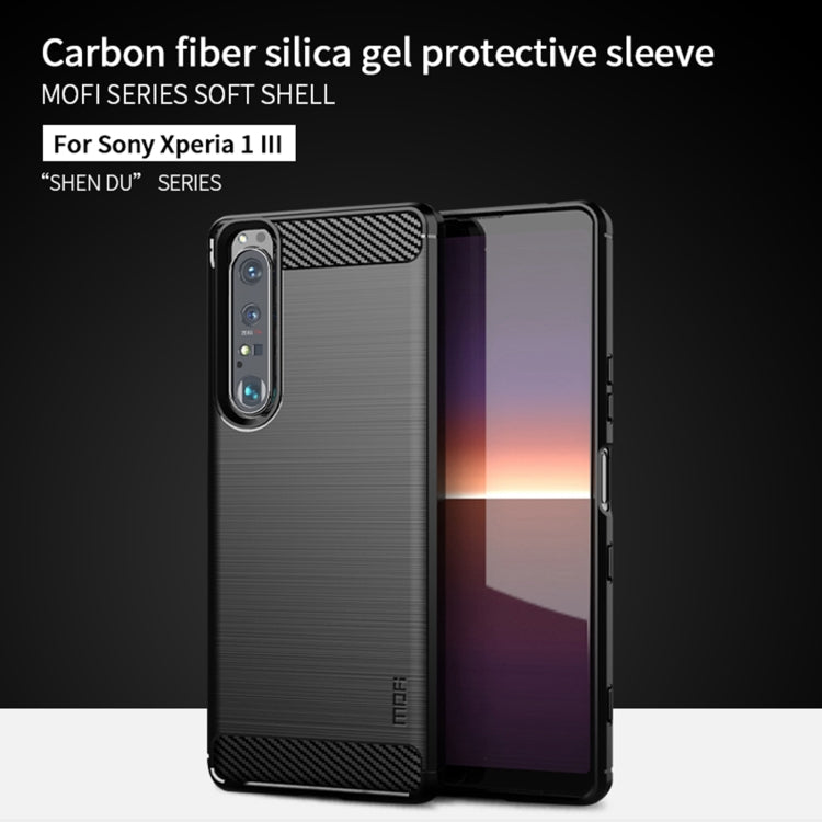 For Sony Xperia 1 lll MOFI Gentleness Series Brushed Texture Carbon Fiber Soft TPU Case(Blue)