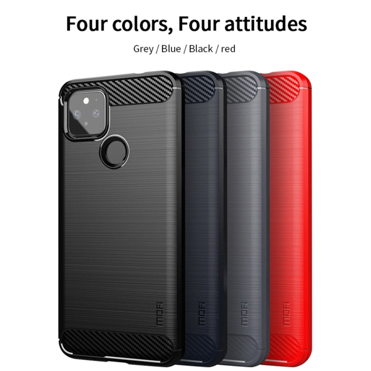 For Google Pixel 5a 5G MOFI Gentleness Series Brushed Texture Carbon Fiber Soft TPU Case(Blue)