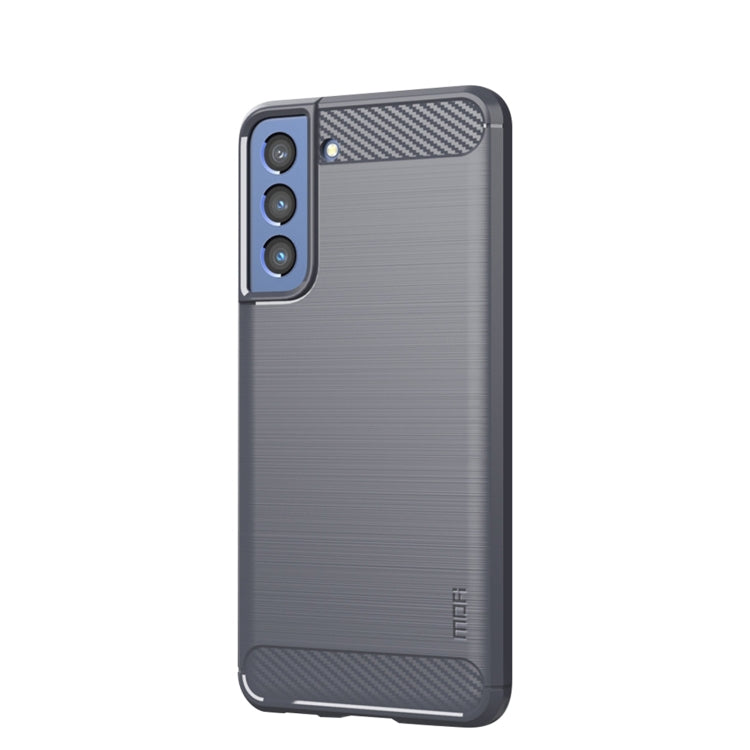 For Samsung Galaxy S21 FE MOFI Gentleness Series Brushed Texture Carbon Fiber Soft TPU Case(Gray)