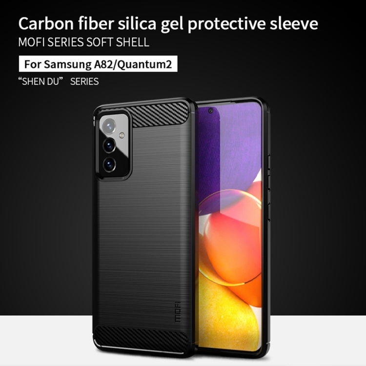 For Samsung Galaxy A82 / Quantum2 MOFI Gentleness Series Brushed Texture Carbon Fiber Soft TPU Case(Blue)